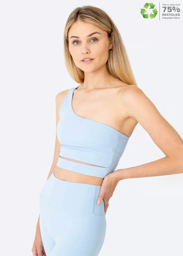 SKELCORE WOMEN'S RECYCLED LIGHT BLUE ONE SHOLDER CROP TOP - Imagen 4